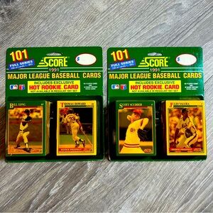 VINTAGE 1991 SCORE MLB Baseball Trivia Blister 2 Packs Hot Rookie Card‎